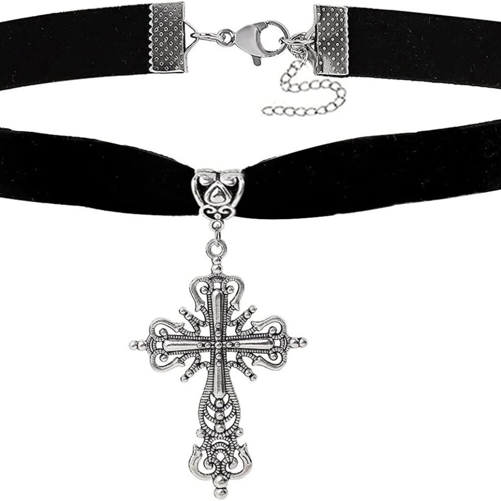 Gothic Black Velvet Choker Necklace for Women Cameo Vintage Goth